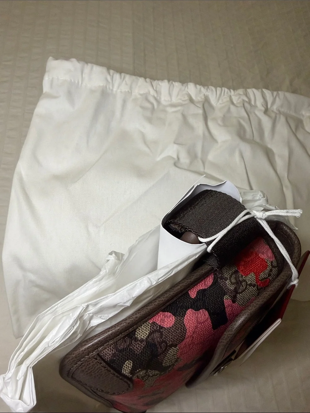 Gucci Brown, Pink & Red GG Camouflage Messenger Bag